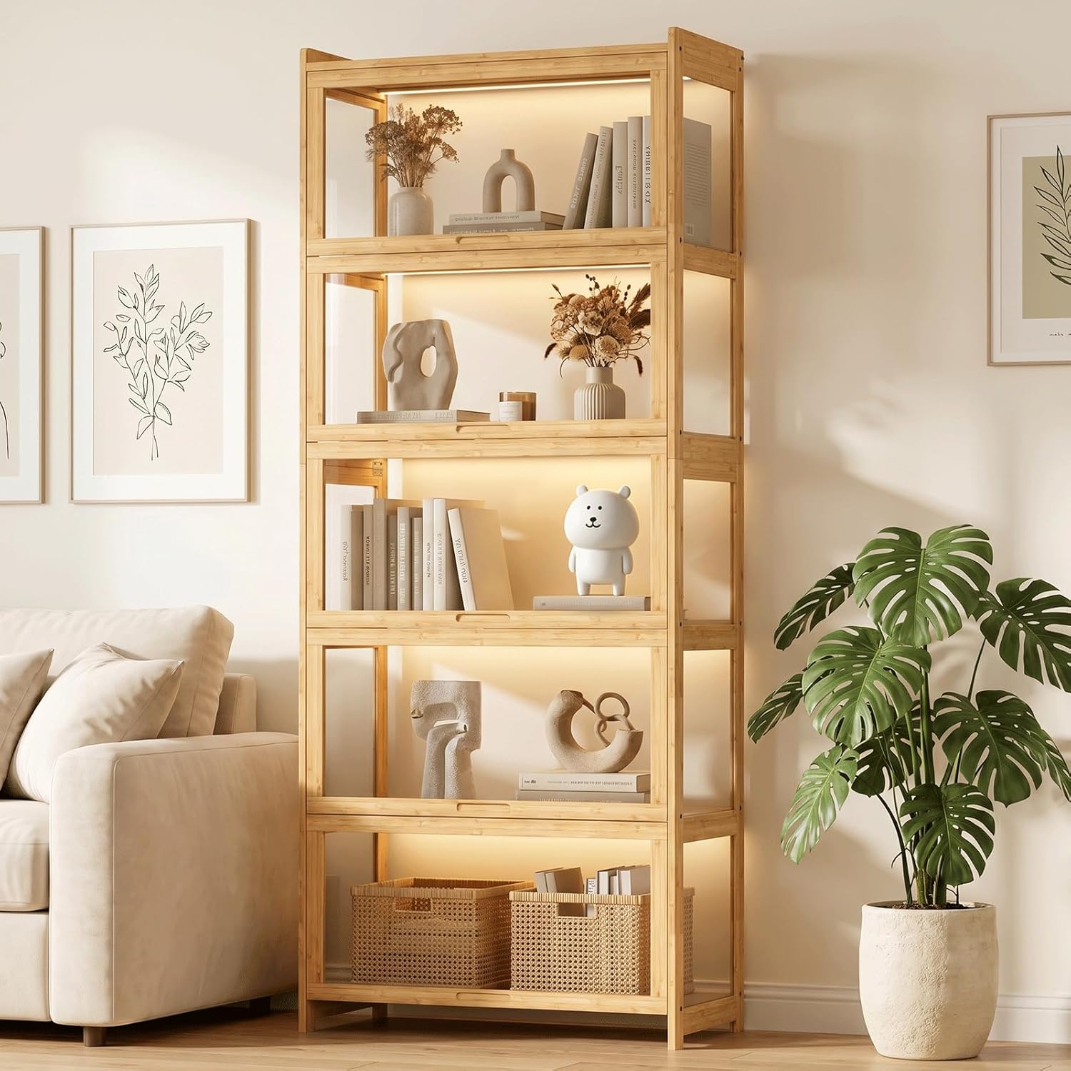 Display Case Acrylic - Witryna z akrylowymi drzwiami, 5-poziomowa szafka